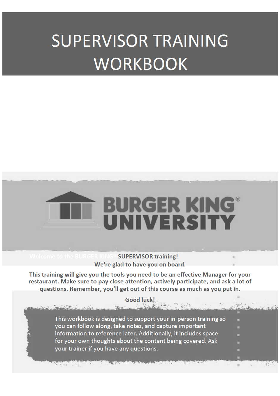 Burger King booklets - SDP Workbook | Classroom Activity