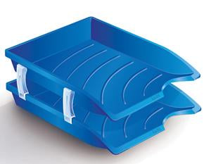 Bantex Optima Blue Letter Tray + Risers