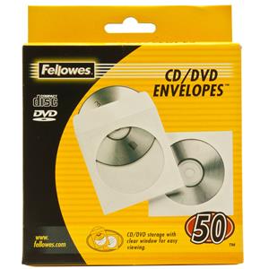 Fellowes CD-DVD Paper Envelopes White 50 Pack