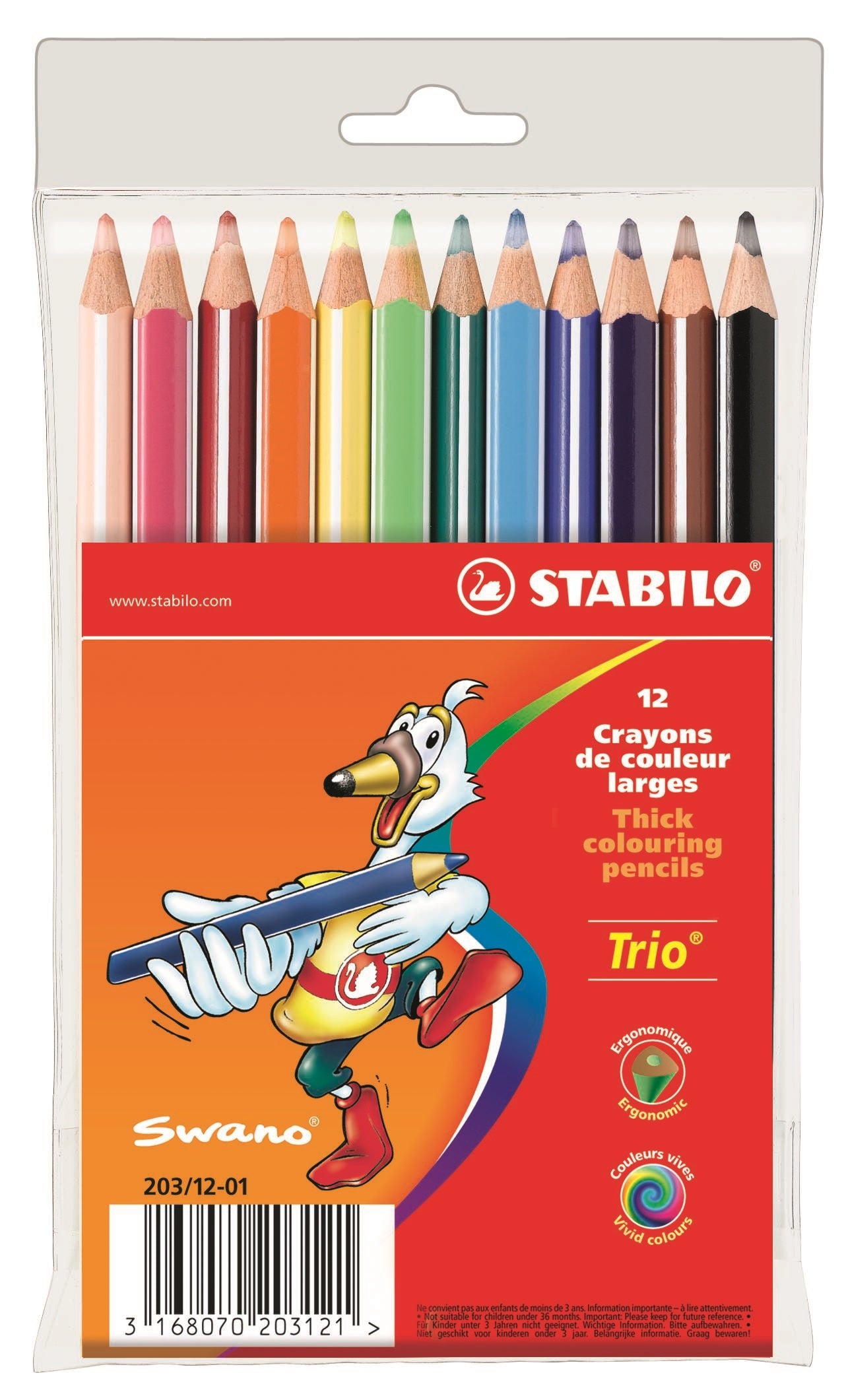 Stabilo Trio Thick Triangular Colour Pencils 12's