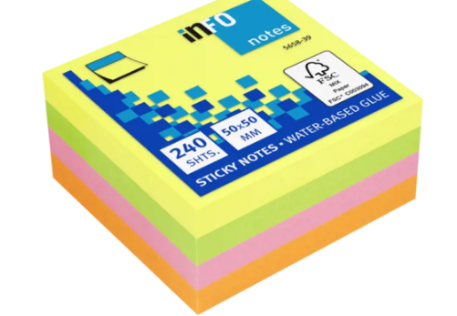 INFO NOTE CUBE 50x50 INFO ASST 240 SHT BRILLIANT MIX | Adhesive Note Pads