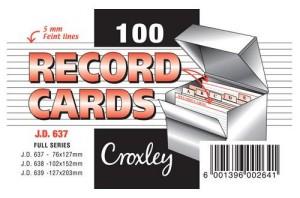 Croxley JD637 Record Cards 76mmx127mm