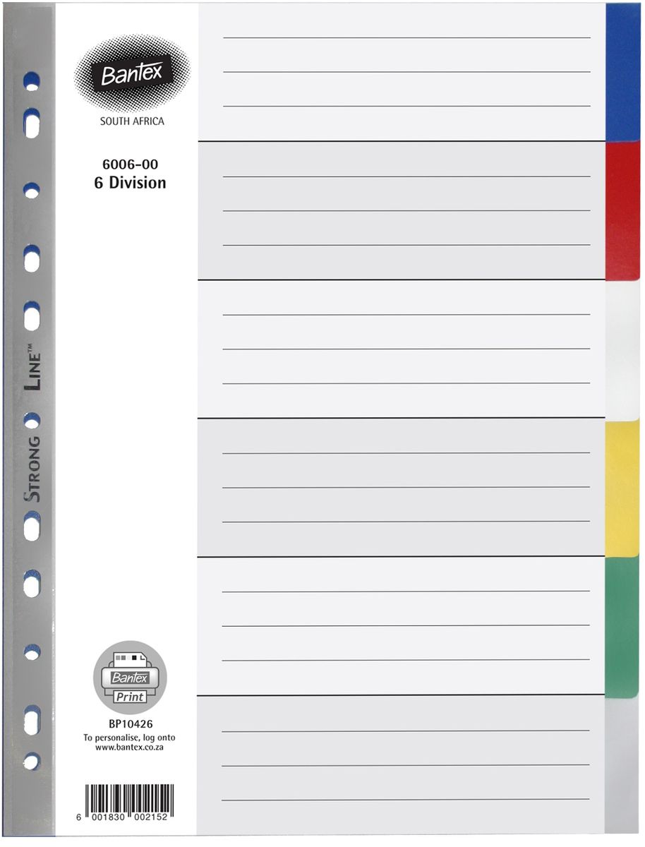 Bantex A4 6 Div Index 6 Colour