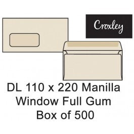Croxley Envelopes Dl 110x220 Window Full Gum - Enb92mw
