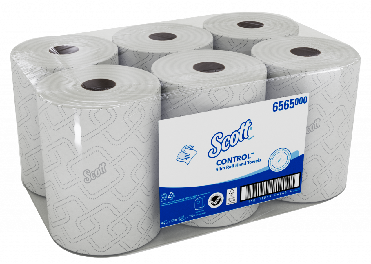 ROLLER TOWEL SLIMROLL SCOTT 6X125M 6565 | Toilet Rolls and Tissues