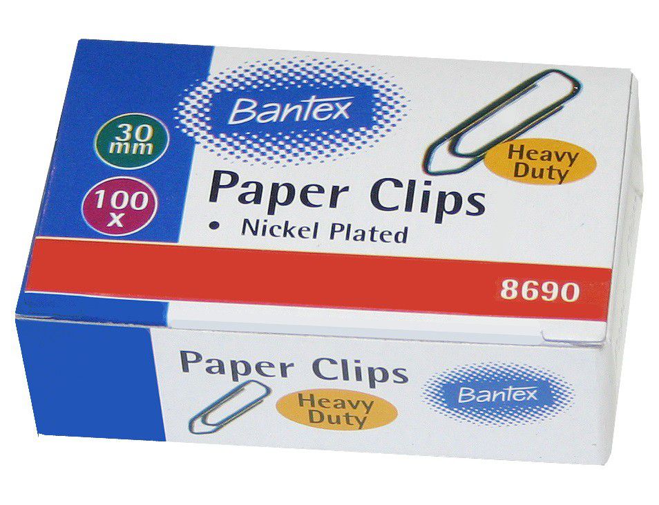 Bantex 30mm Paper Clips Nickel | Clips - Paper and Gem