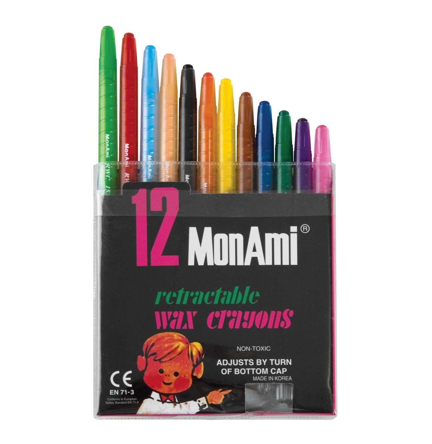 Monami Retractable Wax Crayons 12's