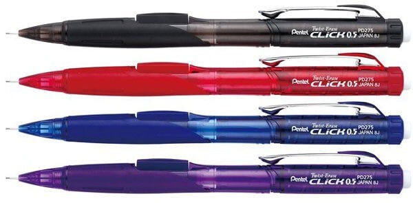 Pentel PN275 Twist Erase Clic 0.5mm Assorted | Pencils Clutch