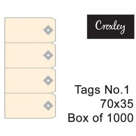 Croxley No 1 Buff Tags 70mmx35mmmm - Tag1
