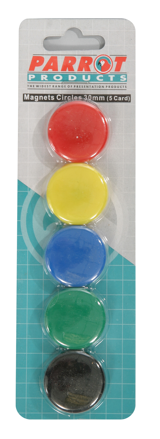 Parrot Magnets Circle 30mm (5-Card) Assorted
