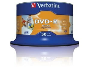 Verbatim DVD-R 4.7GB 16x Speed Wide Ink Print 50 Spindle