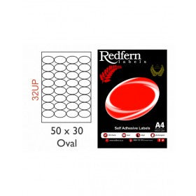 Redfern Laser Labels 50x30 Oval - 32Up