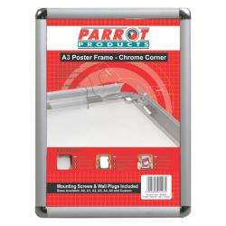 Parrot Poster Frame A3 480mmx360mm Chrome Corner | Poster Frames