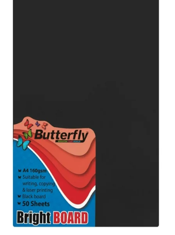 Butterfly A4 160gsm Bright Black Pack 50 | Board Colours