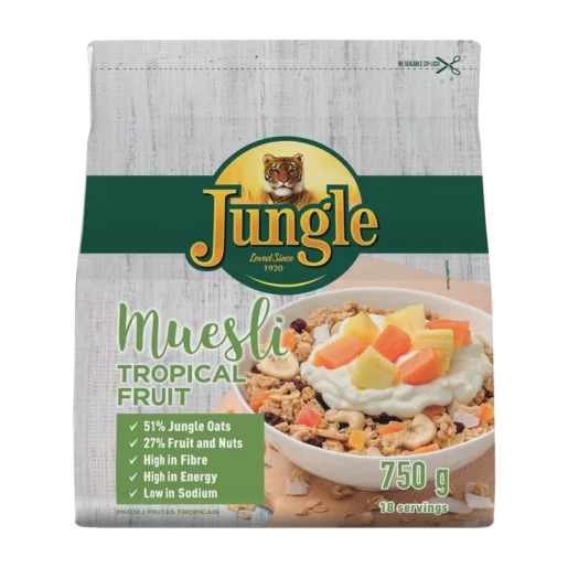 Jungle Energy Crunch Tropical Fruit Muesli Cereal 750g | Biscuits