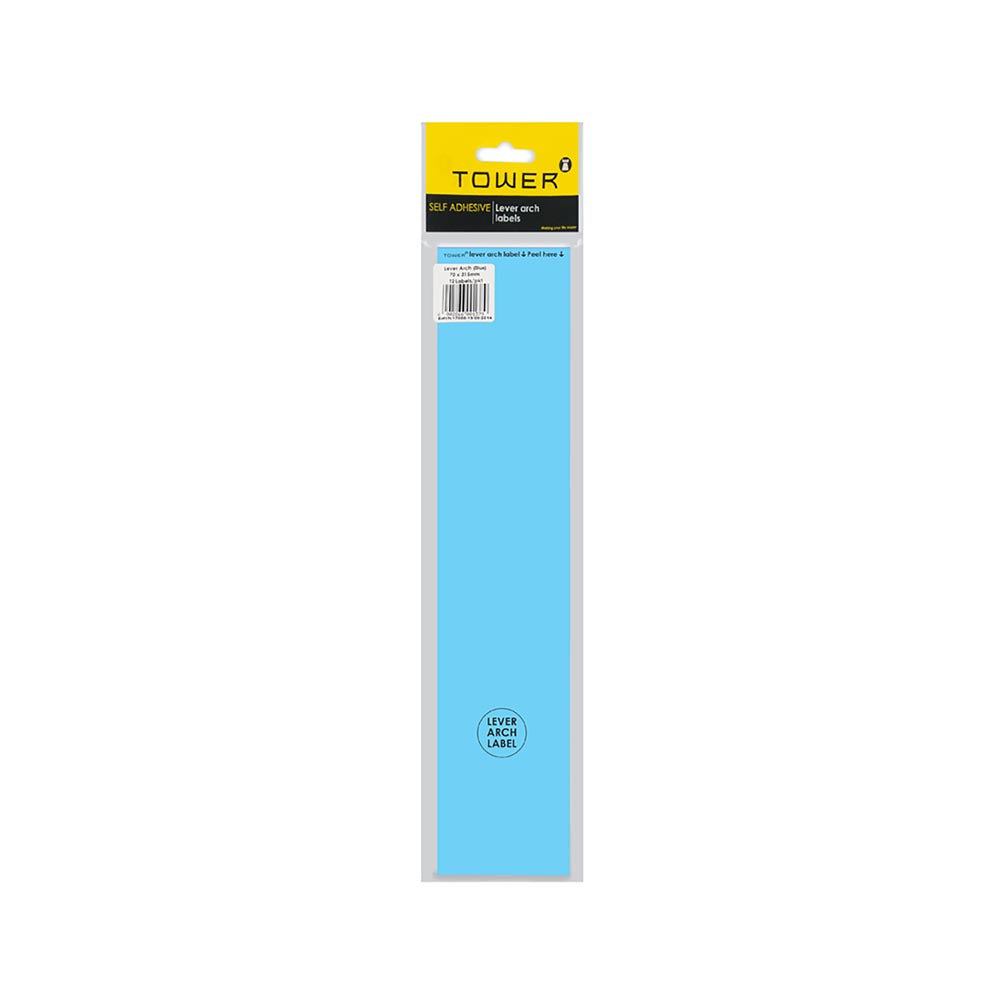 LABEL LEVER ARCH TOWER LT BLUE 12'S | Lever Arch Labels