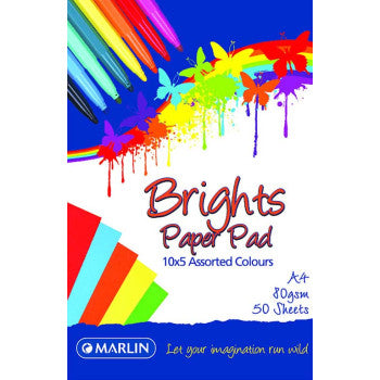 PROJECT PAPER PAD A4 80G ASST BRIGHT 50SHEET | Paper & Board