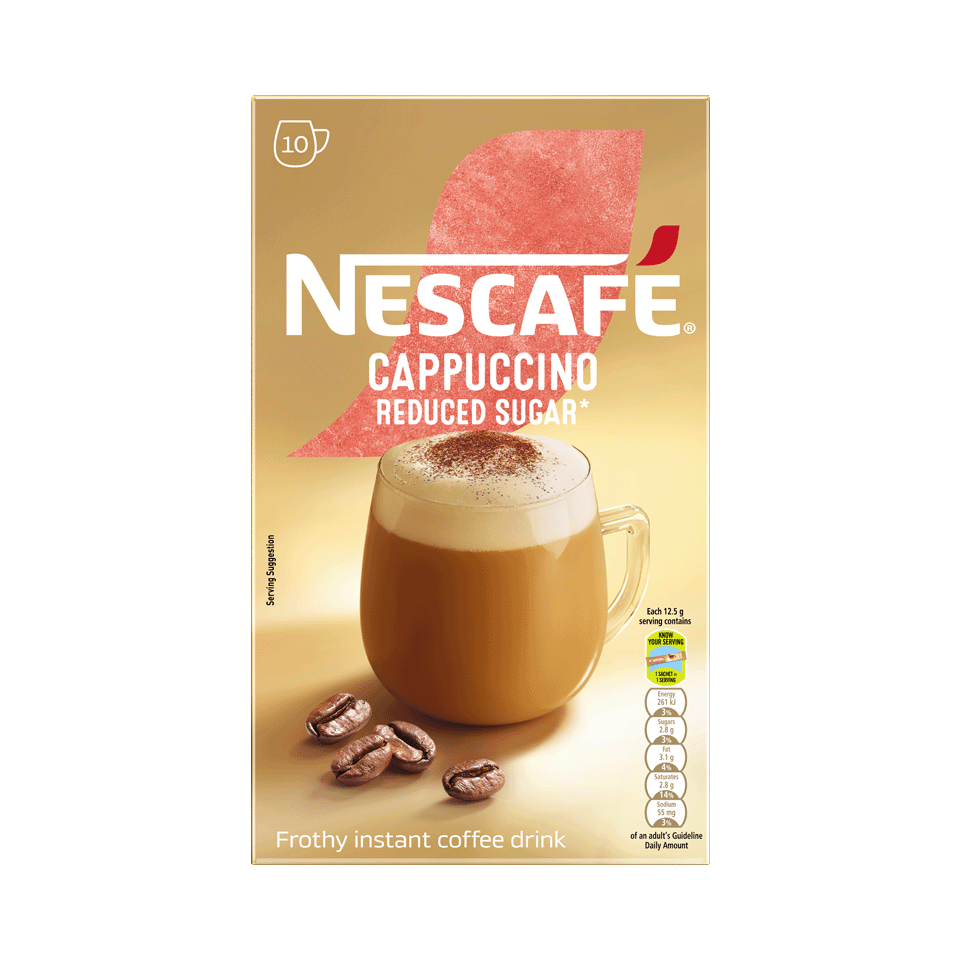 Nesafe Gold Cappuccino Reduced Sugar (10 x 18g) | Instant Coffees