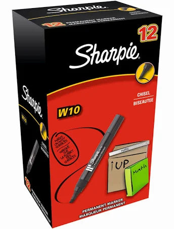 SHARPIE W10 CHISEL BLACK TB, PERMANENT MARKER | Permanent Marking Pens