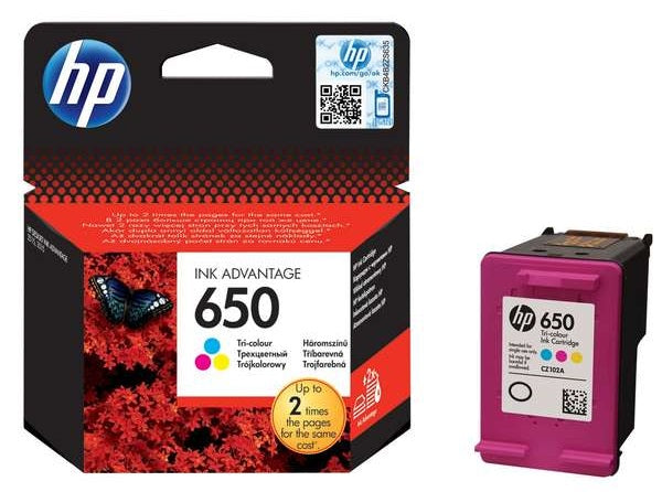HP 650 Tri-Colour Ink Cartridge Blister Pack