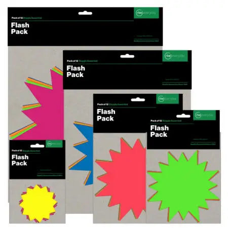 FLASH PACK EXTRA LARGE 260X260 DAYGLO ASST 12PK | labels & Stickers