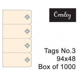 Croxley No 3 Buff Tags 95x48mm - Tag3