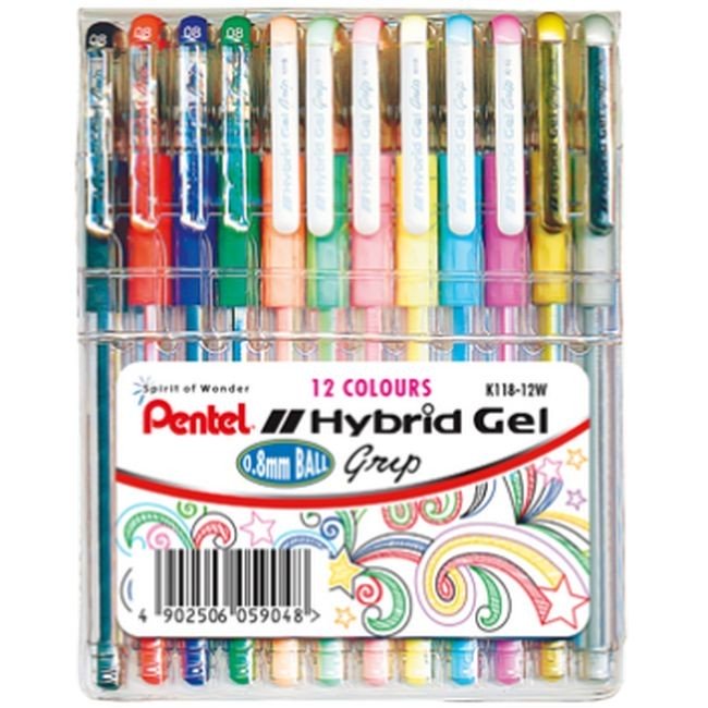 Pentel K118 Hybrid Gel Grip Wallet 12