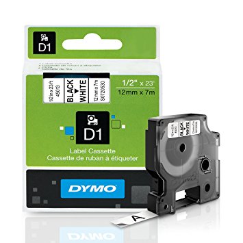 Dymo Elec Tape 12X7 Black on White Tape