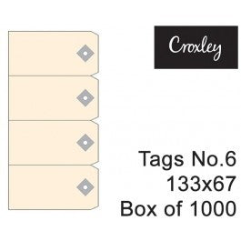 Croxley No 6 Buff Tags 133x67mm - Tag6