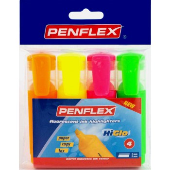 Penflex Higlo Highlighter Pack 4 Assorted | Highlighters