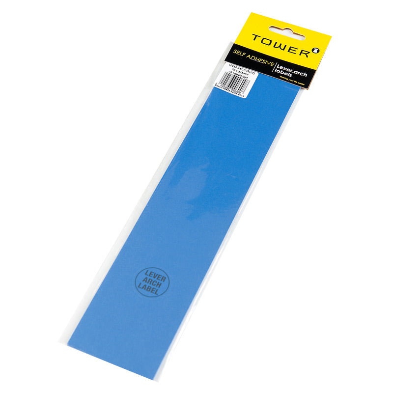 Tower Lever Arch Label 100 Blue 70mmx320mm