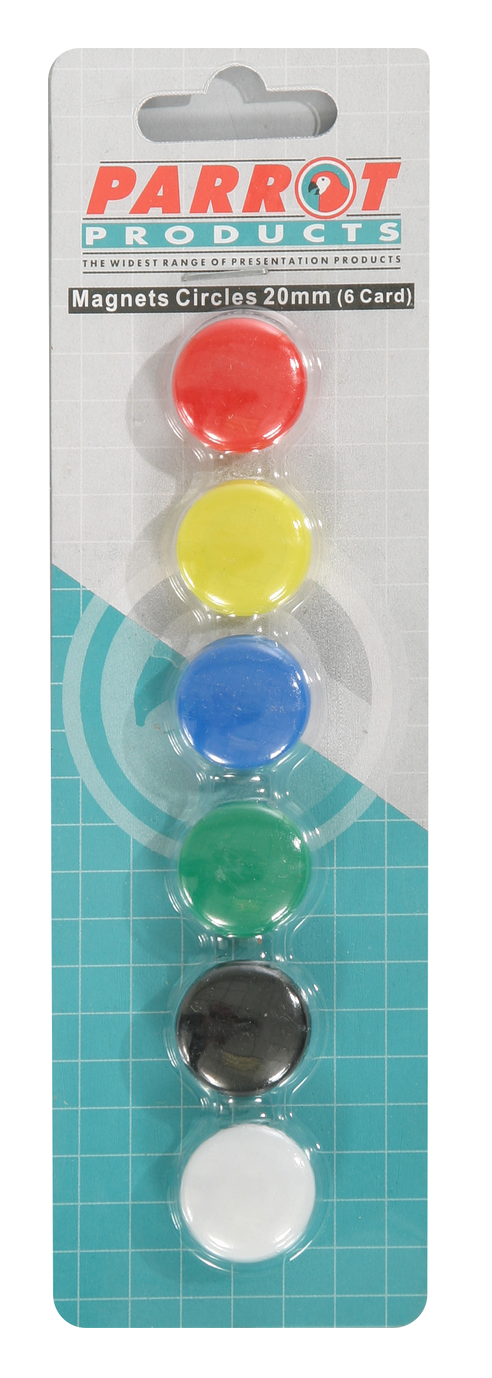 Parrot Magnets Circle 20mm (6-Card) Assorted