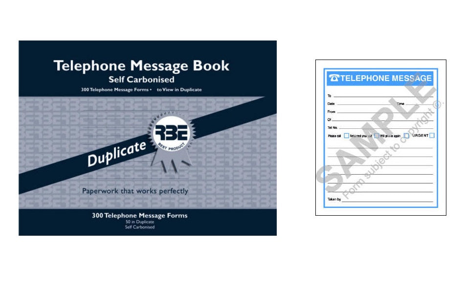 RBE Telephone Msg Book Self Carbonised Duplicate 6 to View