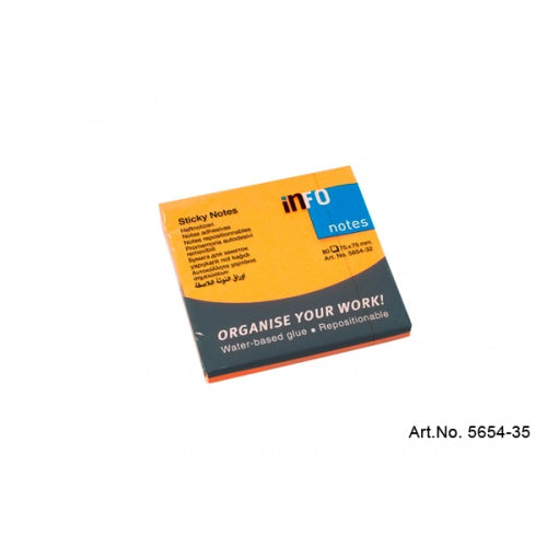 INFO NOTES 75X75 BR.ORANGE (80 SHT) | Adhesive Note Pads