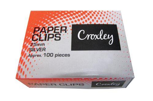 Croxley Paper Clips Small Silver 25mm Box 100 | Clips - Paper and Gem