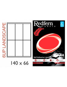 Redfern Laser Label 6UP Landscape (140mmx66mm) | Inkjet and Laser Labels