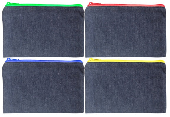 Butterfly Pencil Case Tartan/Denim 22cm x 14cm | Econo Denim Pencil Case 33cm