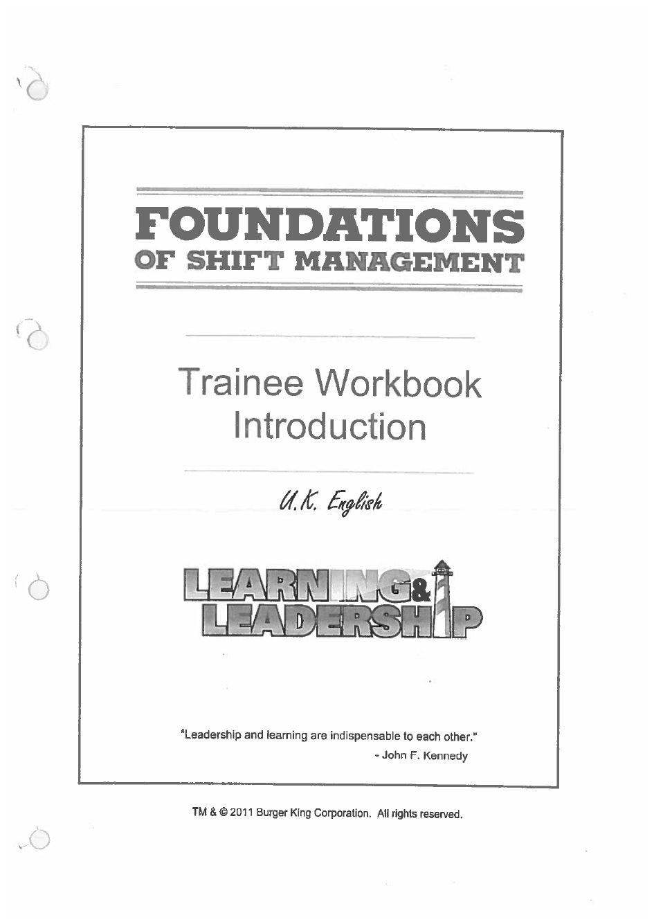 Burger King booklet Foundation Day 1-10 | SCHOOL STATIONERY