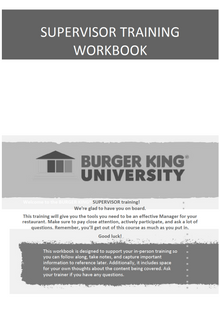 Burger King  booklets - SDP Workbook | Classroom Activity