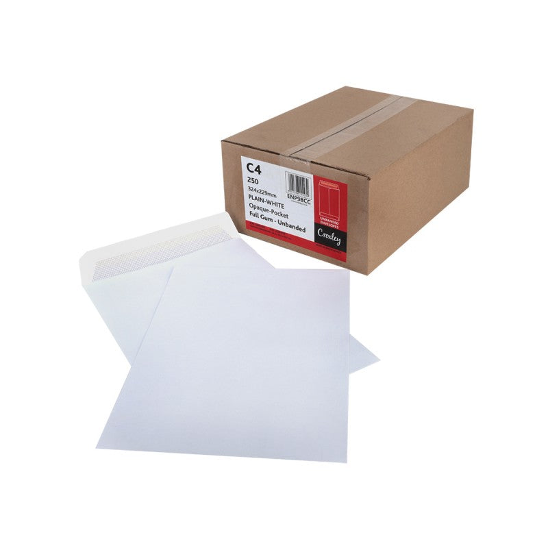 Croxley Envelopes C4 (324x229) Full Gum No Window White | C4 Envelopes