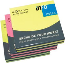 Info Notes 75mmx75mm Bright 6 Per Pack