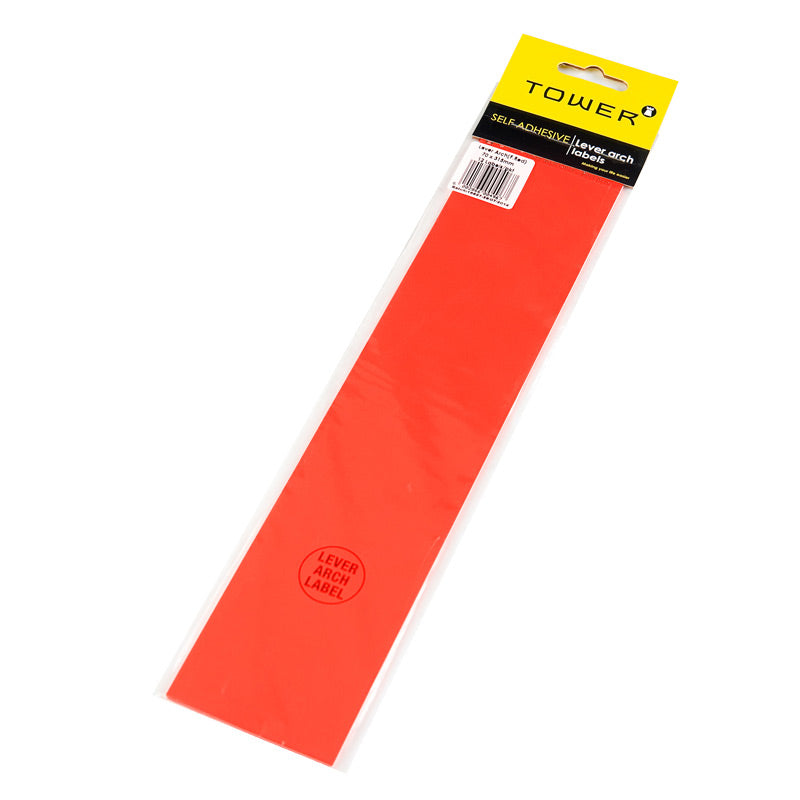 Tower Lever Arch Label 100 Florescent Red
