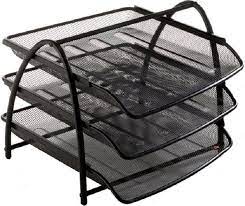 ALBA MESH 3TIER DOCUMENT TRAY BLACK | Letter Trays