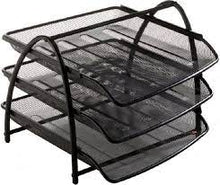 ALBA MESH 3TIER DOCUMENT TRAY BLACK | Letter Trays