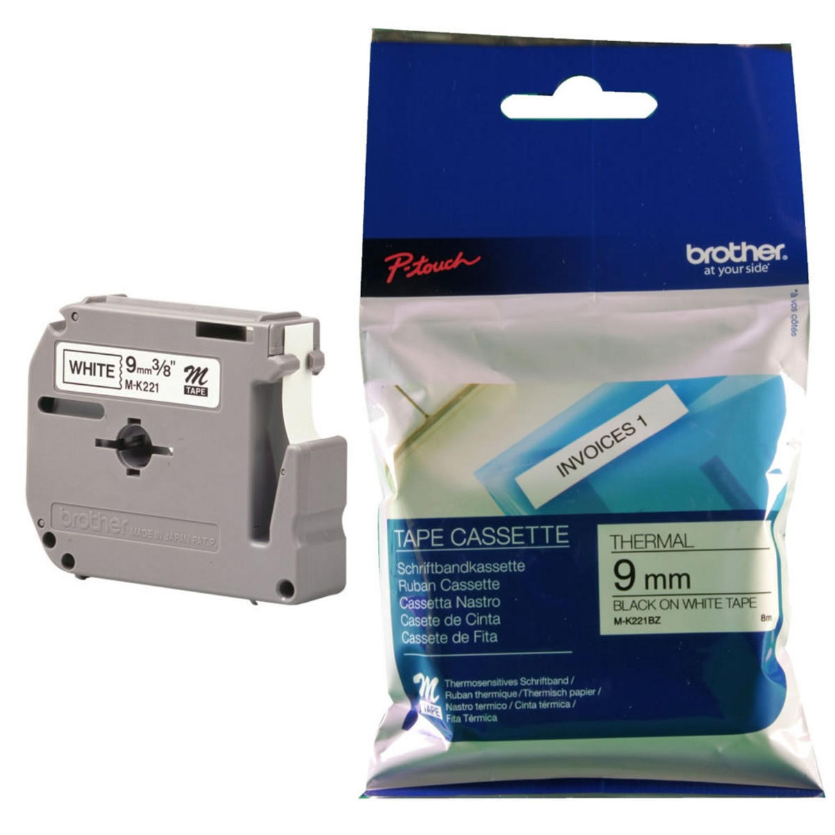 Brother MK221 9mmx8m Black On White Non-Lam Tape