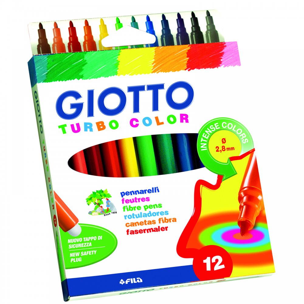 Giotto Turbo Colour 12pack | Fiber Tipped Pens