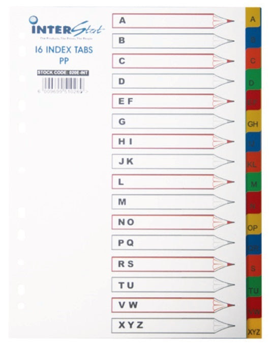 A4 PVC Index Colour A-Z