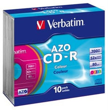 Verbatim CD-R 52x Speed 700mb Slim Case Colours 10pack