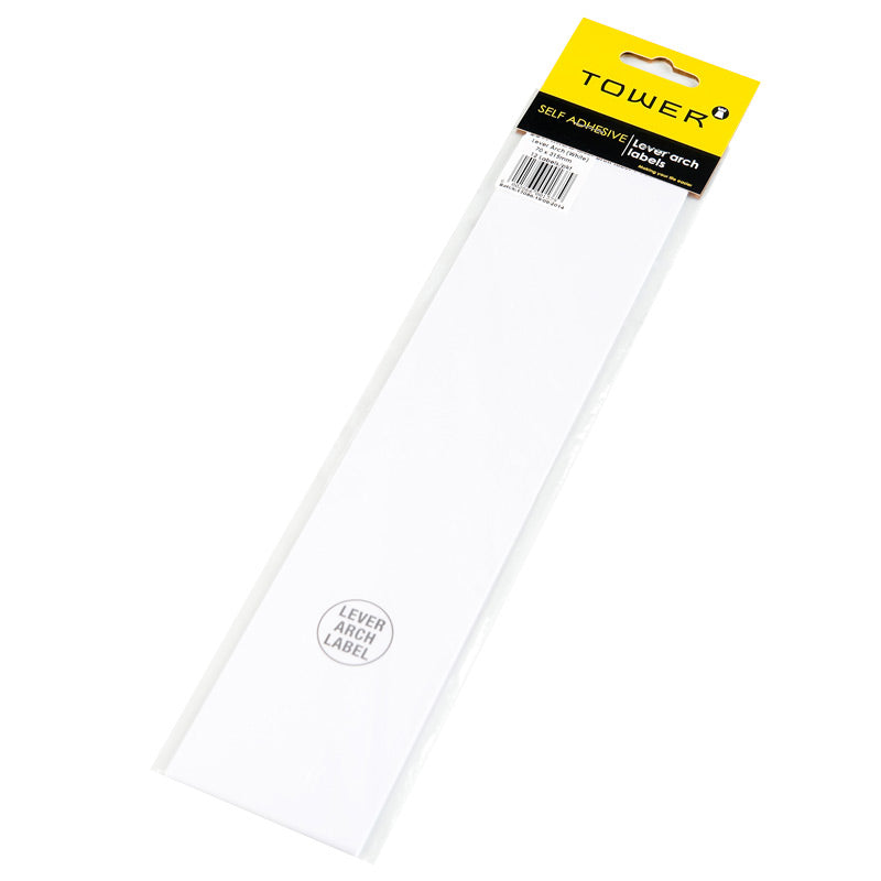Tower Lever Arch Label 100 White 70mmx320mm