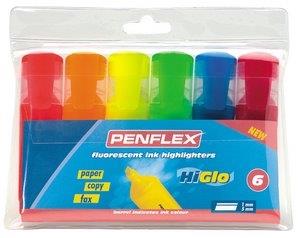 Penflex Higlo Highlighter Pack 6 Assorted